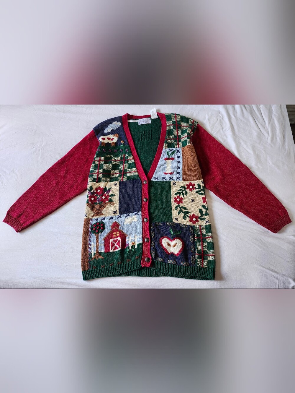 Vintage Patchwork Cardigan Sweater - Farmhouse Cottagecore
